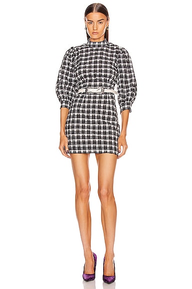GANNI SEERSUCKER CHECK DRESS,GANF-WD71