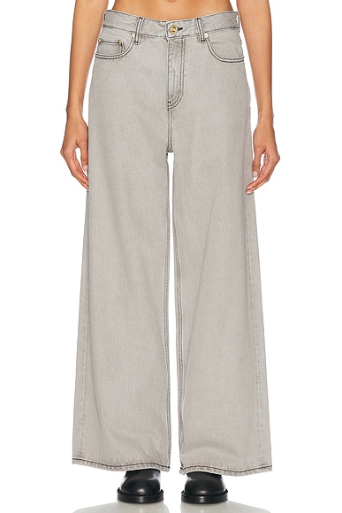 Ganni Wide Leg Jeans in Gray Quill