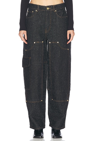 デニム・ジーパン DARKPARK FW23 KAREN WIDE LEG JEANS (WTR16.FAP06 0099 BLACK) DARKPARK Karen Crystal Panel Shredded Wide Leg in Black | FWRD
