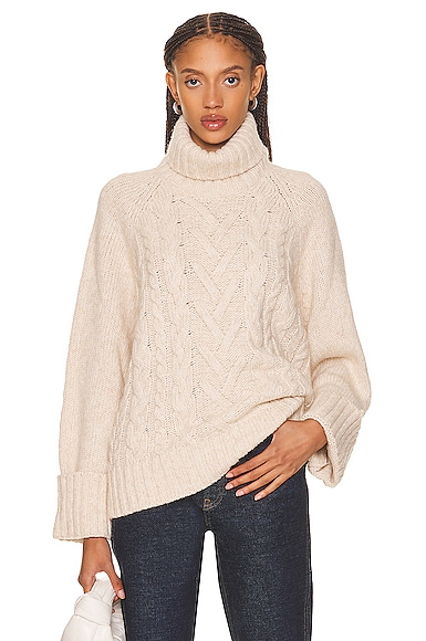 Chunky Cable Oversized Turtleneck Pullover Sweater