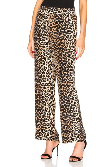 Ganni Fayette Silk Pants in Leopard | FWRD