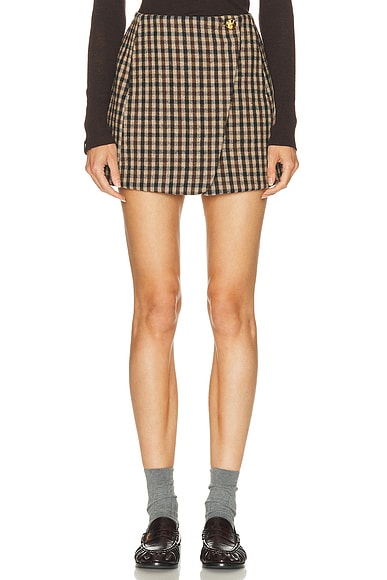 Check Wool Mini Skirt