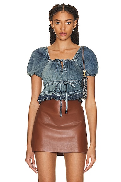 Denim Puff Sleeve Top