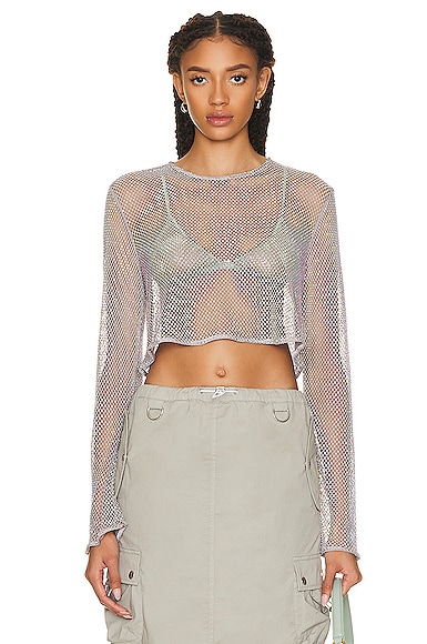Embellished Mesh Blouse
