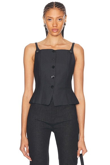 Ganni Suting Vest Top in Phantom