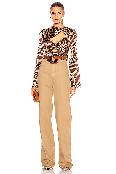 GANNI SILK STRETCH SATIN TOP,GANF-WS70