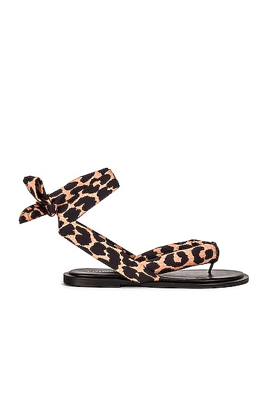 Ganni Recycled Tech Fabric Sandals in Animal Print,Black