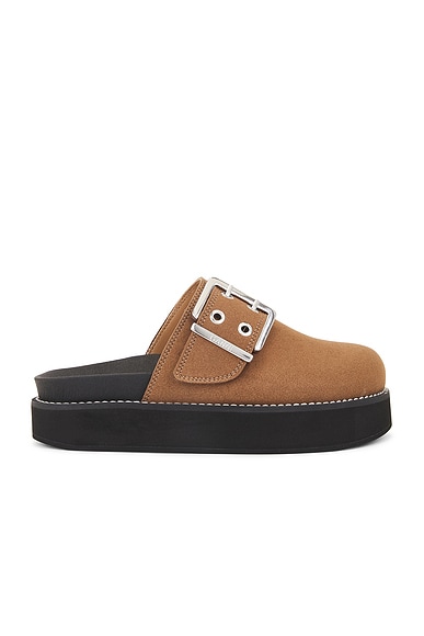 【GANNI】SUEDE FEMININE BUCKLE MULES Black Suede Feminine Buckle Mules | GANNI AT