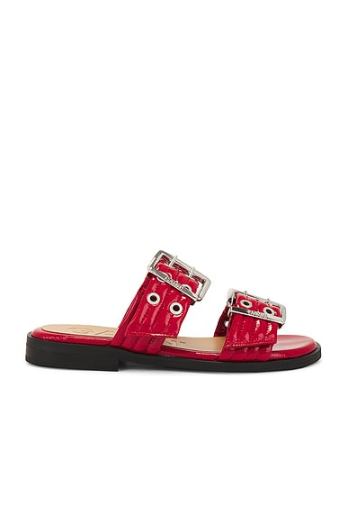 Ganni Two Strap Sandal in Racing Red