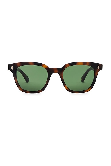Garrett Leight Broadway Sun Sunglasses in Brown & Pure Green