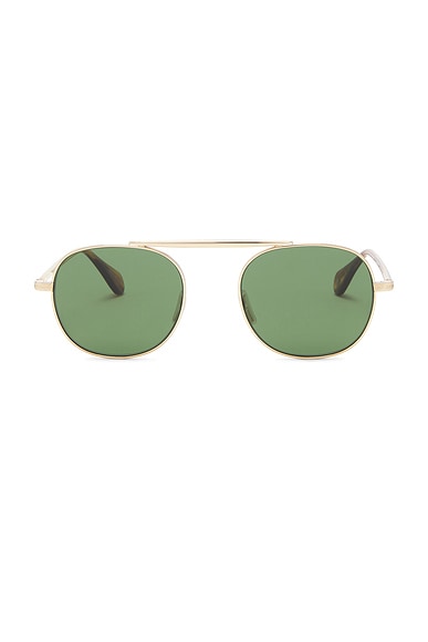 Garrett Leight Van Buren II Sun in Gold-Sap Tortoise & Flat Pure Green