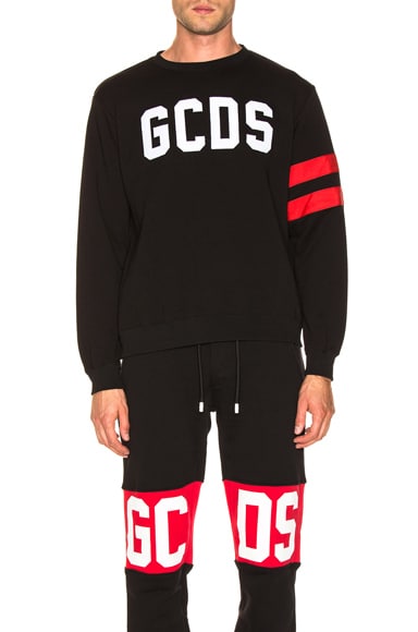 GCDS Logo Sweatshirt in Black Red FWRD