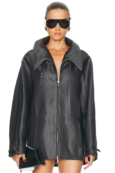 Belted Collar Cocoon Wool Silk Coat
