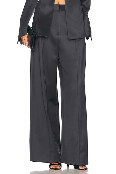 Grace Ling Claw Belt Loop Tailored Trouser in Dark Grey