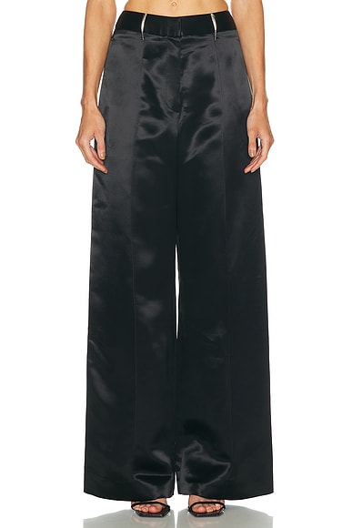 Grace Ling Pleated Claw Wide Leg Trouser in Black
