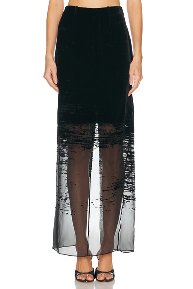 Grace Ling Glitch Tailored Maxi Skirt in Black
