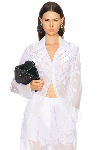 Grace Ling Cracked Tailored Shirt in White Sheer