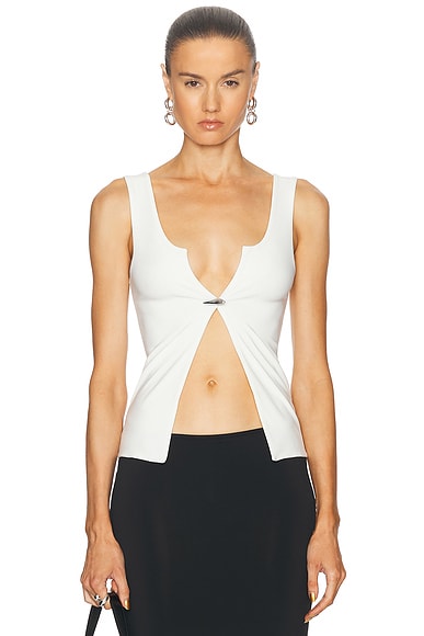 Grace Ling Shark Teeth Tank Top in Ivory