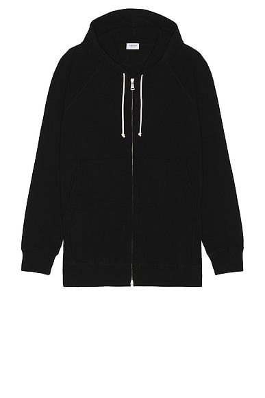 Ghiaia Cashmere Hoodie Full Zip in Black