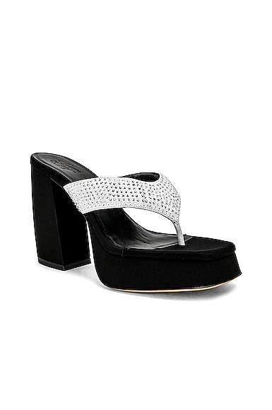 Shop Gia Borghini Platform Flip Flop Sandal In Silver & Black