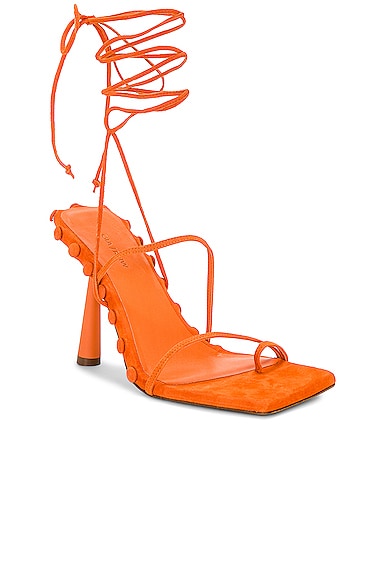 Shop Gia Borghini X Rhw Tall Lace Up Sandal In Orange