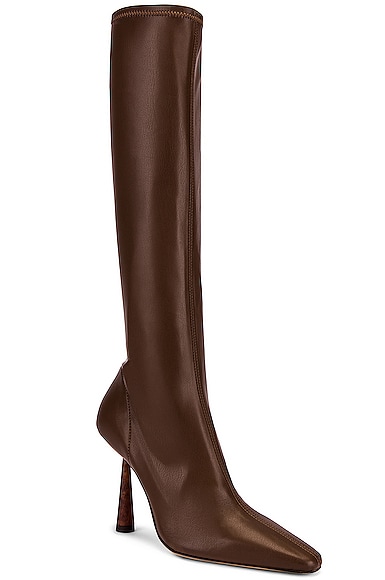 Gia Borghini X Rhw Knee High Boot In Chocolate Brown