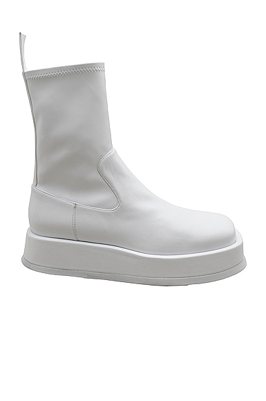 GIA BORGHINI x RHW Ankle Flat Boot in White