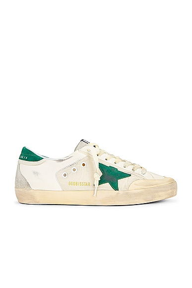 Golden Goose Super Star Nylon And Nappa Leather Star in White, Green, & Ice