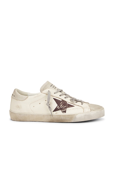 Golden Goose Super-Star Sneakers in White, Ice, & Brown