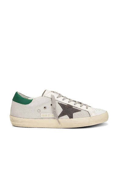 Golden Goose Super-Star in Light Silver, White, Basalto Grey, & Green