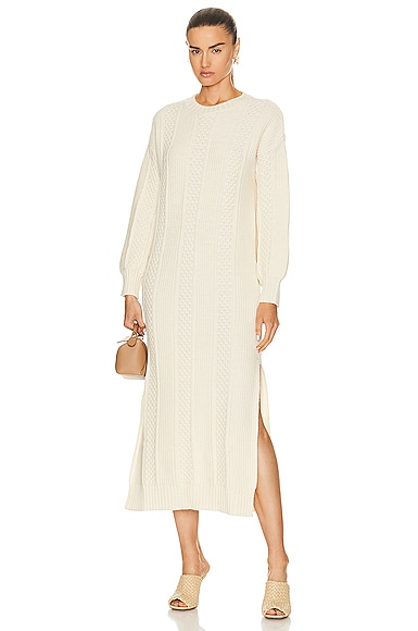 Golden Goose Journey Collection Mixed Stitch Long Sleeve Virgin Wool Sweater Dress In Lamb's Wool & Sassfrass