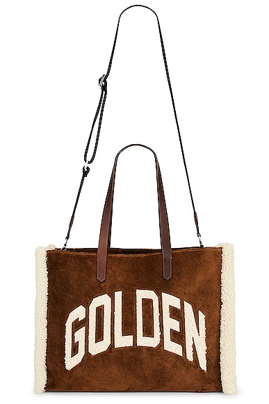California Shearling And Suede Tote in Beige - Golden Goose