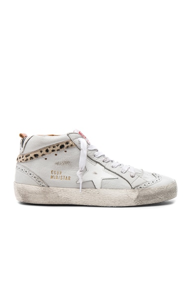 Leather Mid Star Sneakers With Cow Hair