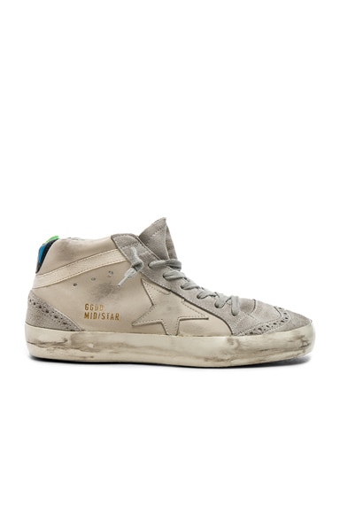 Golden Goose Leather Mid Star Sneakers in White Leather | FWRD