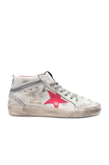 Golden Goose Mid Star Sneakers in White & Patent Pink | FWRD