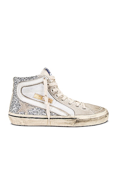 Golden Goose Slide Double Quarter Sneakers In Silver