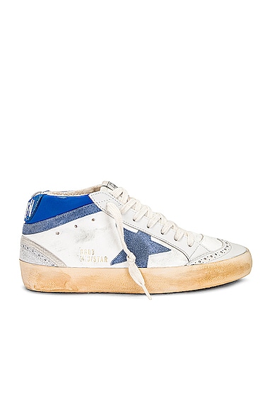 Golden Goose Mid Star Sneaker in Cream,Blue