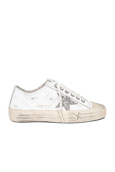Golden Goose V-star 2 Sneaker in White & Platinum