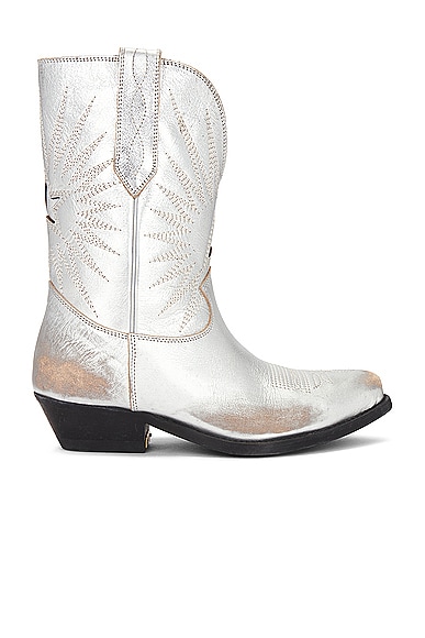 Golden Goose Wish Star Low Boots in Silver