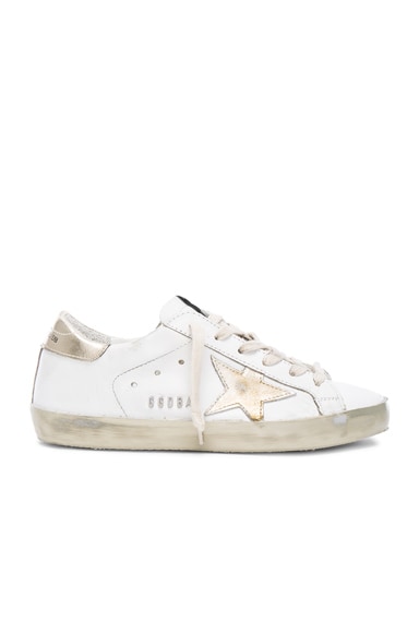Golden Goose Leather Superstar Low Sneakers in Sparkle White & Gold ...