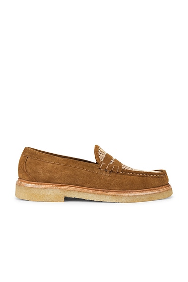 Larson Crepe Sole Rafia in Cognac And Natural