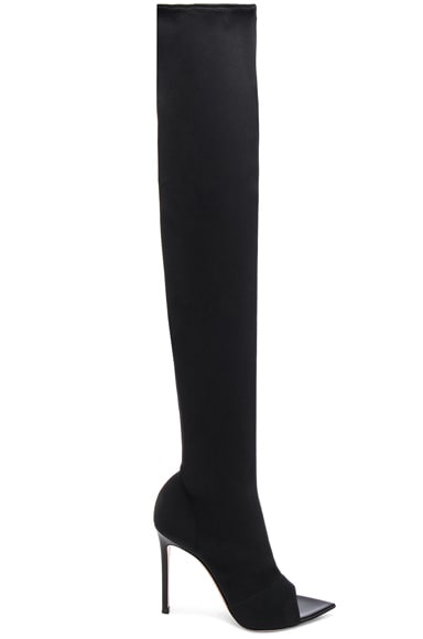 Gianvito Rossi Gotham Cuissard Peep Toe Thigh High Boots in Black ...