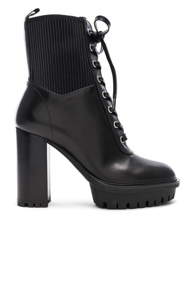 Gianvito Rossi Leather & Eco Stretch Martis Platform Ankle Boots in Black