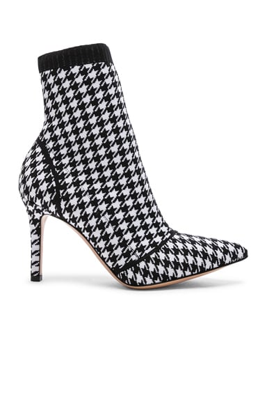 Houndstooth Knit Ankle Boots