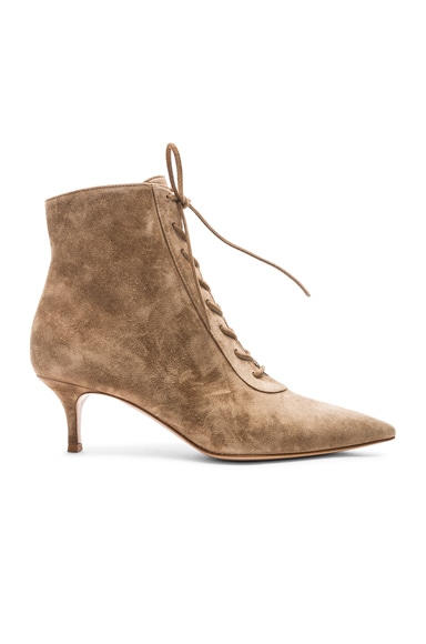 Suede Kitten Heel Lace Up Ankle Boots