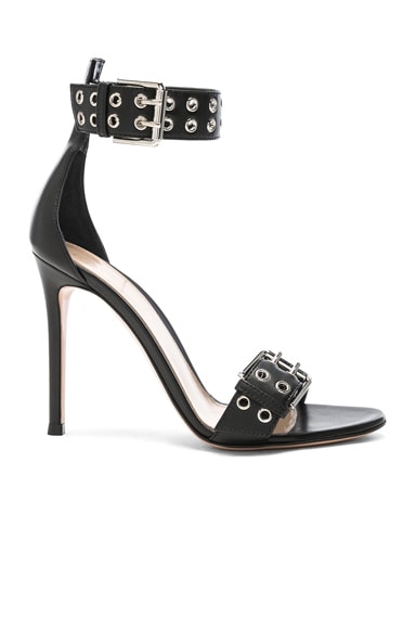 Gianvito Rossi Leather Buckle Ankle Strap Sandals in Black | FWRD