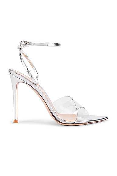 Gianvito Rossi Stark Ankle Strap Heels in Transparent & Silver | FWRD