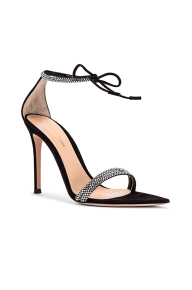 GIANVITO ROSSI Camoscio Crystal Ankle Strap Heels,GIAN-WZ446