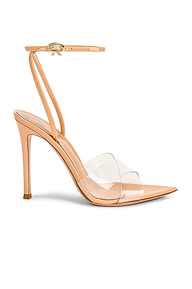 Gianvito Rossi Stark Ankle Strap Heels in Transparent & Nude
