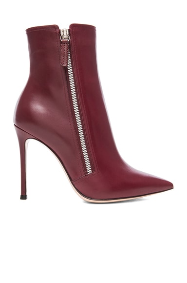 Gianvito Rossi Pointed Leather Ankle Leather Boots in Burgundy | FWRD